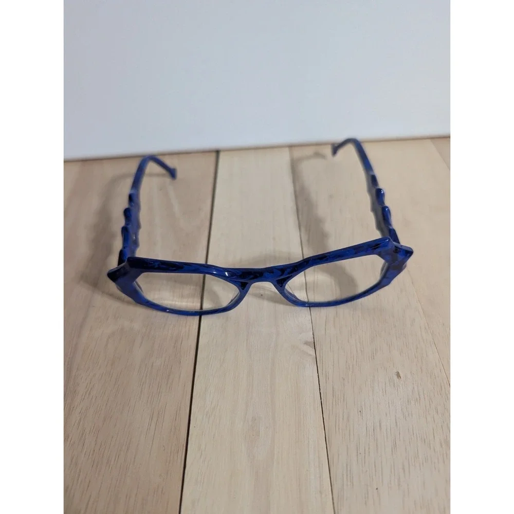 Faniel Senta Cieux Eyeglasses 50-21-140 Blue Acetate Cat Eye Designer Frames